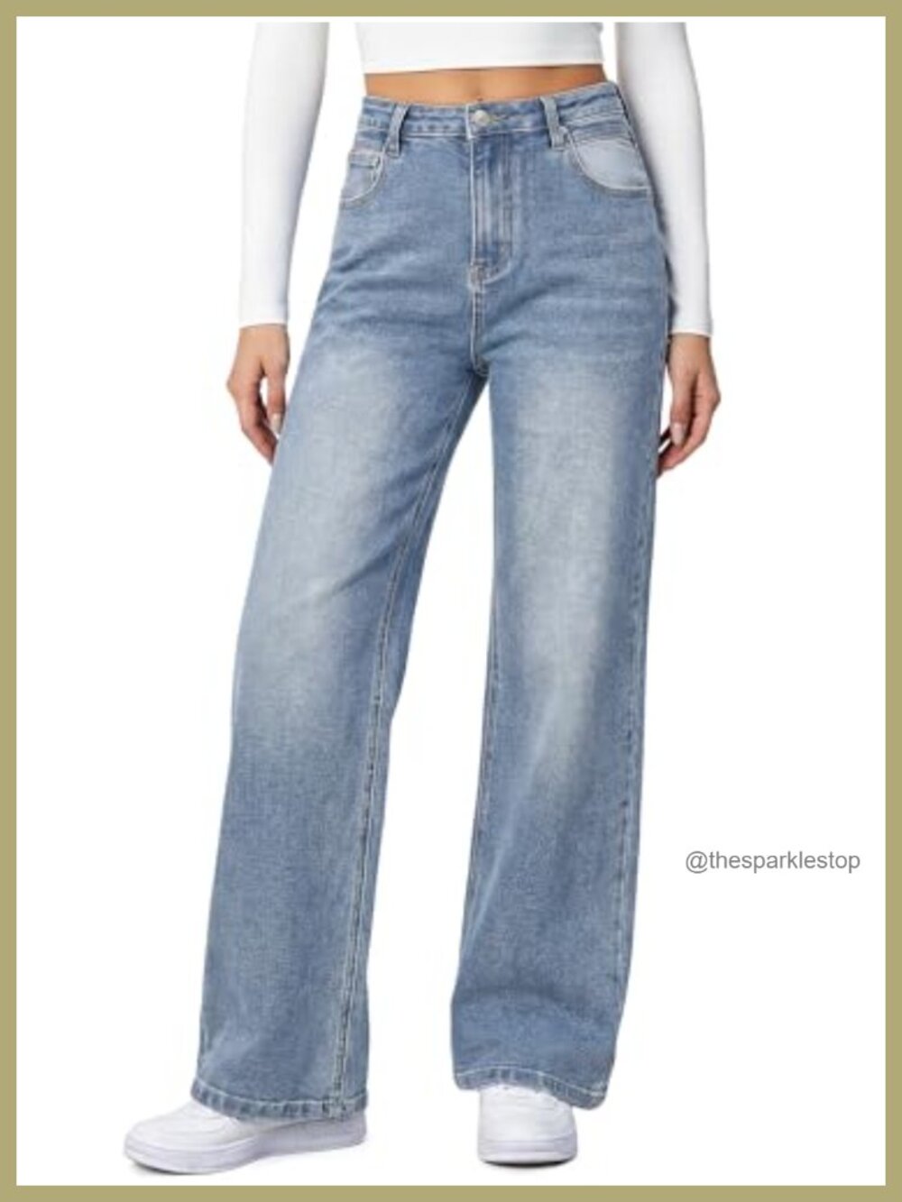 Baggy Stretchy Wide Leg Jeans with Patch Pockets